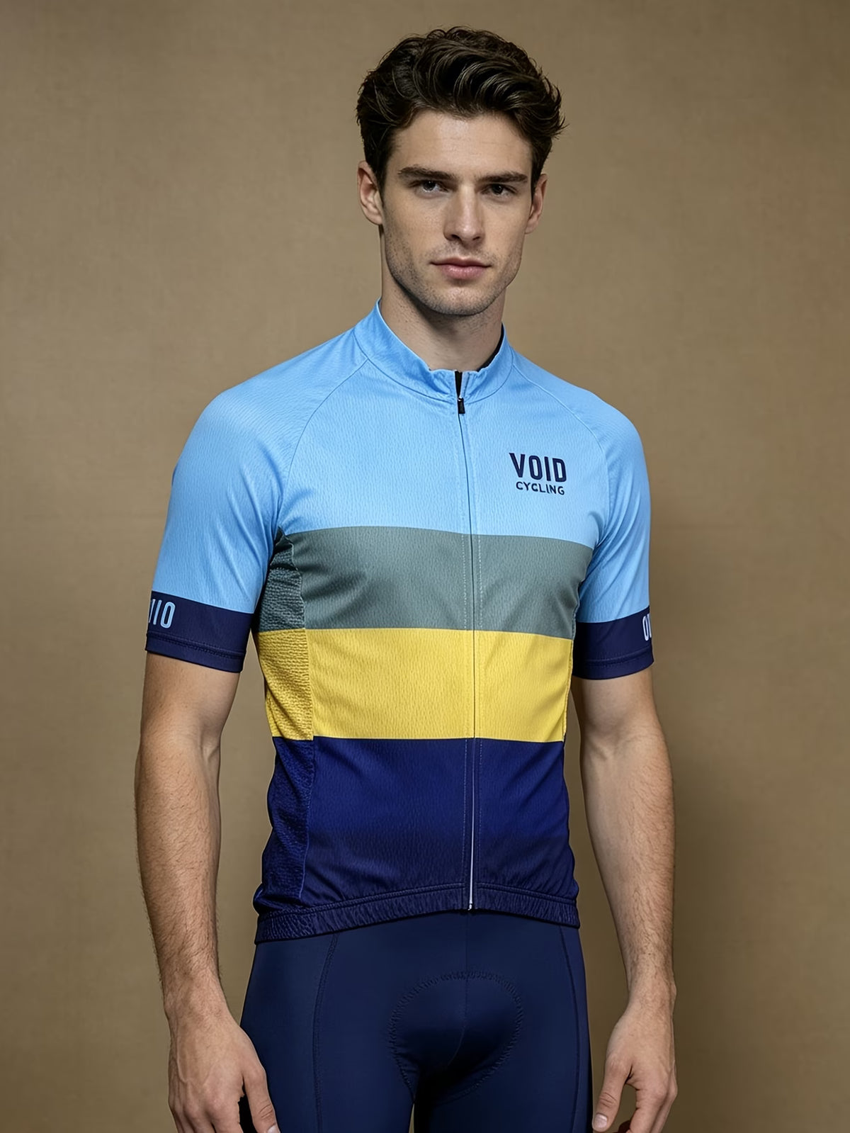 void blue colour block cycling jersey XXL