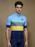 void blue colour block cycling jersey L