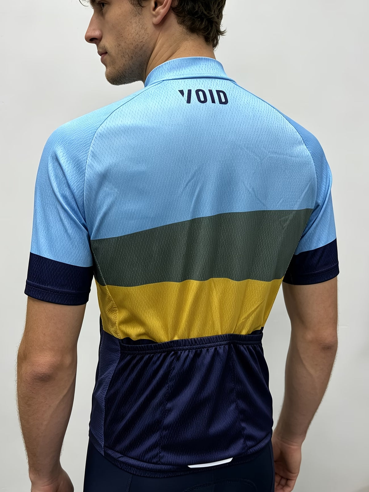 void blue colour block cycling jersey L