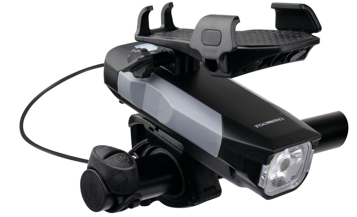 ULTRACYCLE USB 550 lumen headlight BLACK (with phone holder)