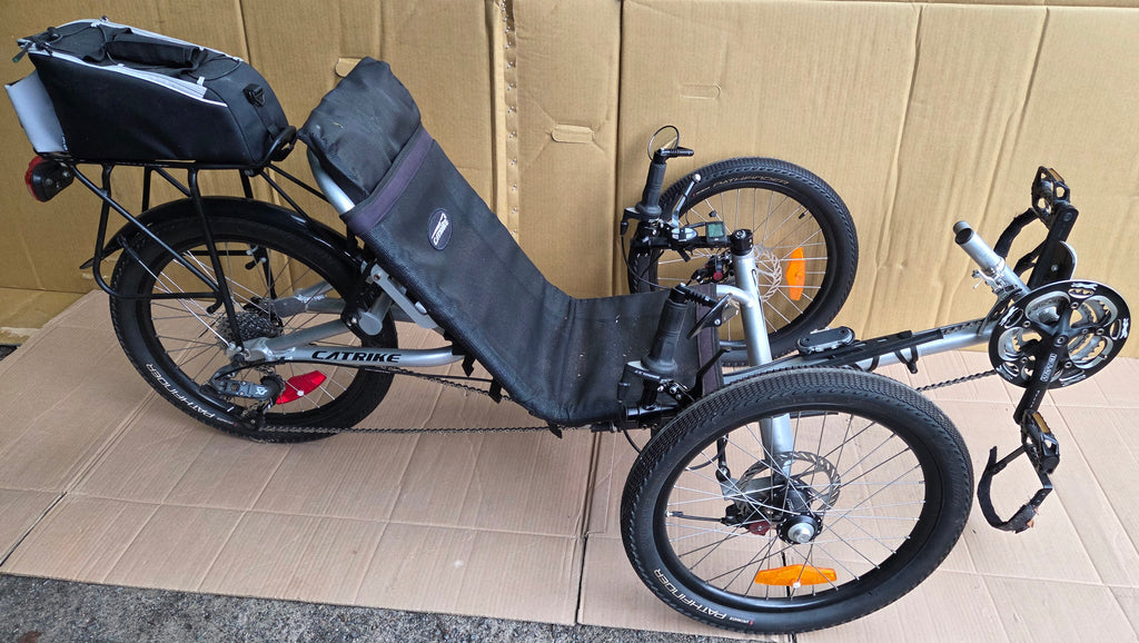 Catrike Trail recumbent trike with extras, used, consignment, no tax, no warranty