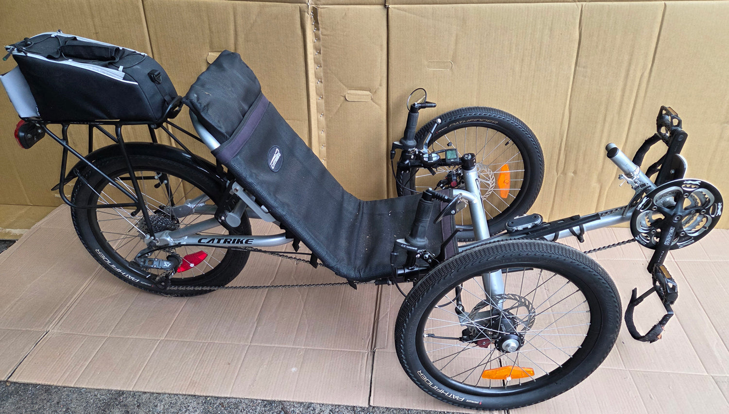 Catrike Trail recumbent trike with extras, used, consignment, no tax, no warranty
