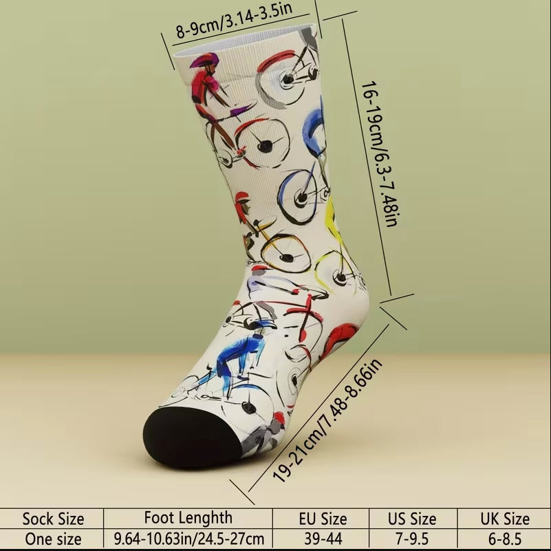 bike themed mid calf socks