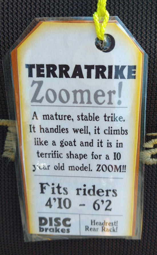 Terra Trike Zoomer (2014) yellow, USED, consignment. no tax, no warranty